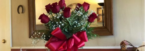 red roses in front of a mirror